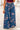 Blue Retro Floral Print Tie Elastic Waist Button Pintuck Wide Leg Jeans