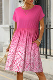 Leopard Dotted T-Dress w/pockets in Pink