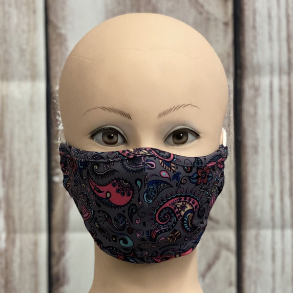 Kid's Personal Mask in Gray Paisley