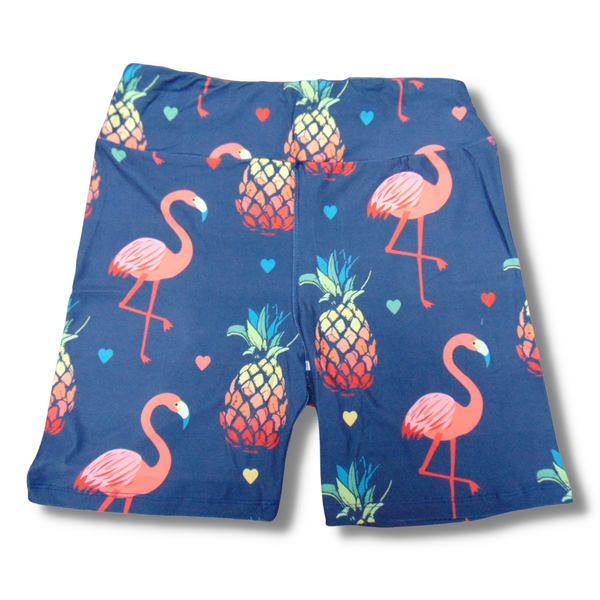 Tropical Flamingo in Biker-Slip Shorts 6"