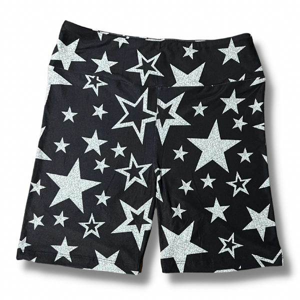 Silver Stars in Biker-Slip Shorts 6"