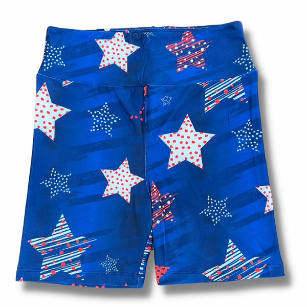 Patriotic Stars in Biker-Slip Shorts 6"